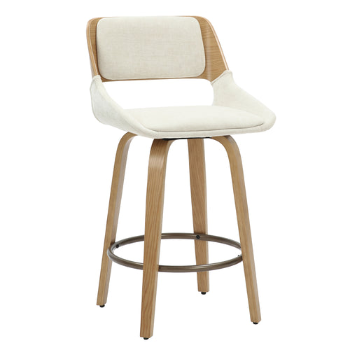 Taburete de mostrador giratorio Hudson 26″ (tela beige y natural) (Juego de 2)