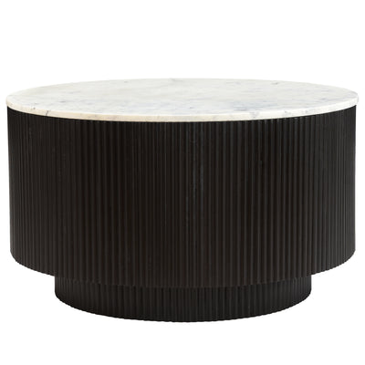 Table basse ronde Reyna avec rangement (Noir et blanc)