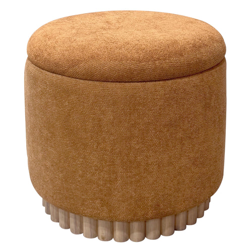 Sadie Round Storage Ottoman (Rust and Natural)