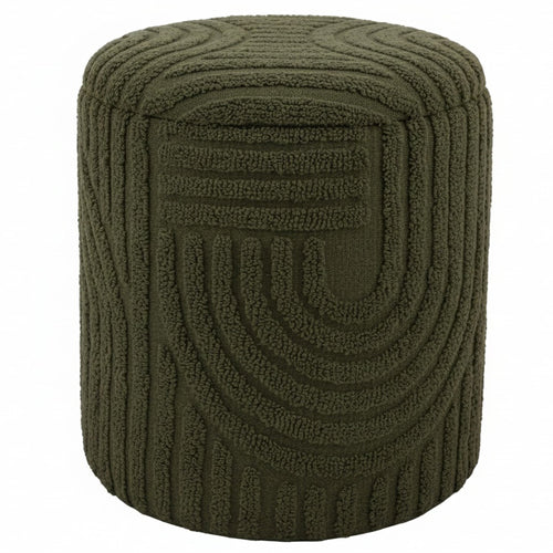 Lullu Round Storage Ottoman (Olive Green)