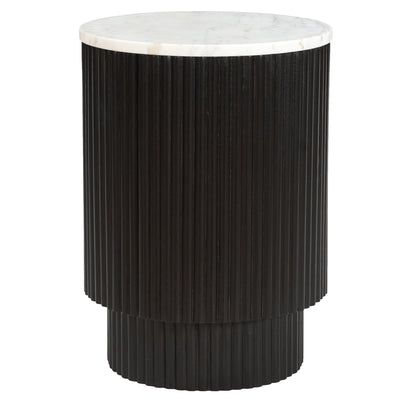 Table d'appoint ronde Reyna avec rangement (Noir et blanc)