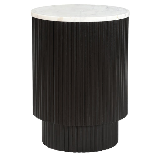 Reyna Round Accent Table with Storage (Black and White)