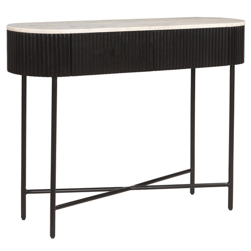 Reyna Console Table, 39″ with Drawers (Black and White)