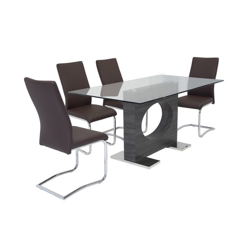Comet & Accord Wood-Glass Dining Set