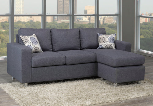 Sectionnel IF-9325 avec méridienne réversible (Tissu gris)