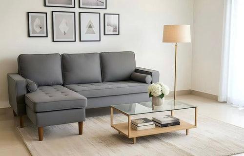 Live Oak 9122C Reversible Sectional Sofa with Solid Wood Legs