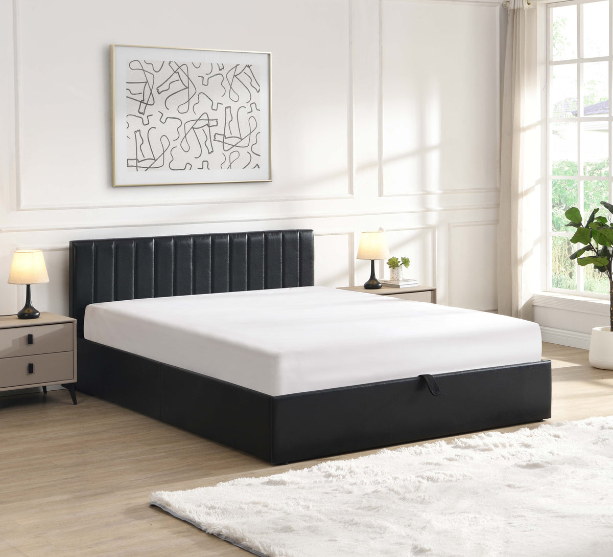 IF 5160 Bed (Black PU) hydraulic storage bed