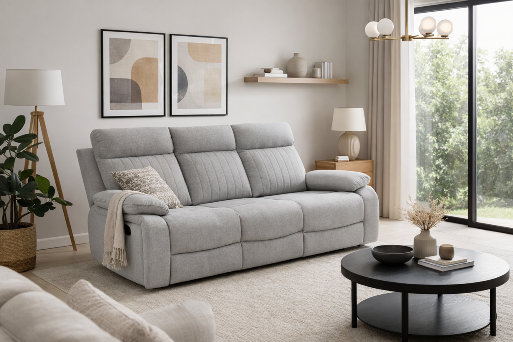 Elyse Recliner Sofa (Stone)