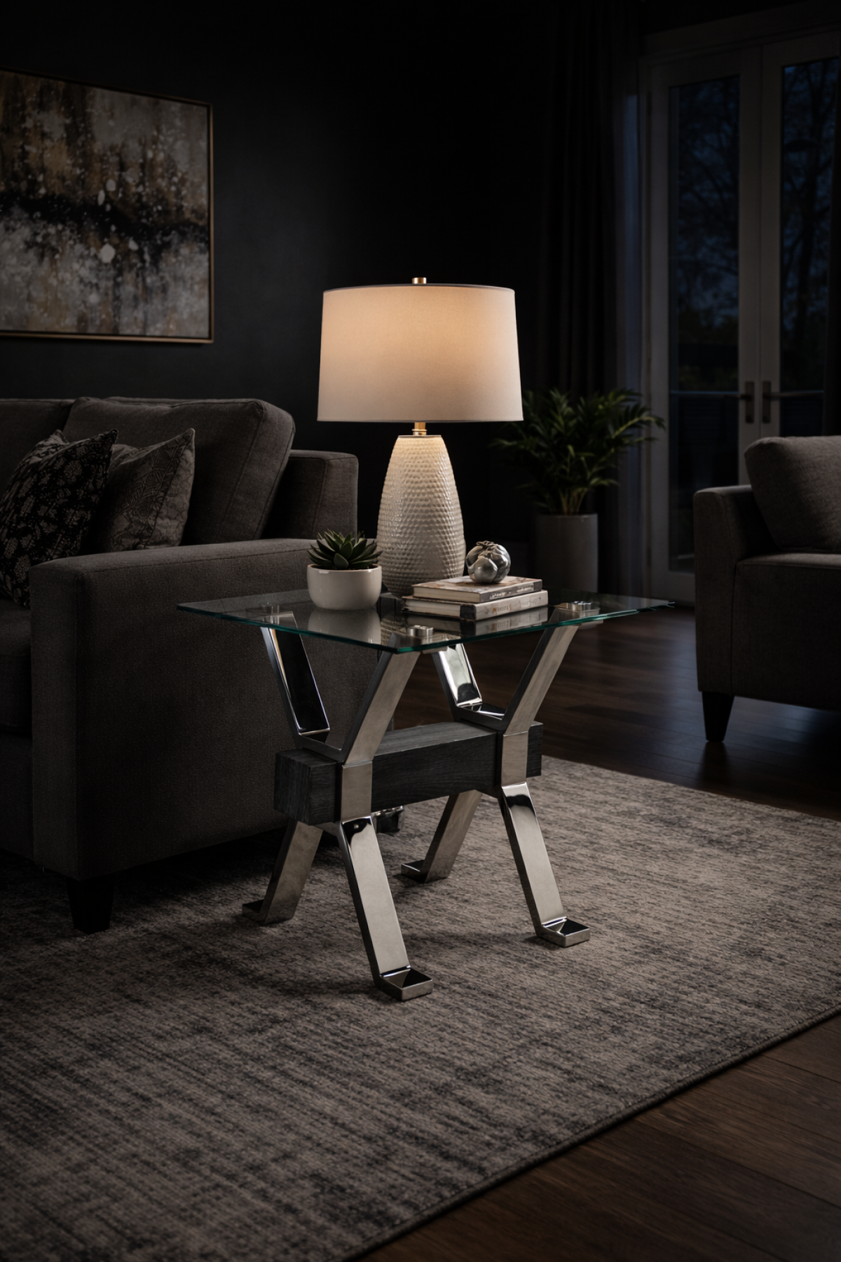 End Table (Grey/Silver)