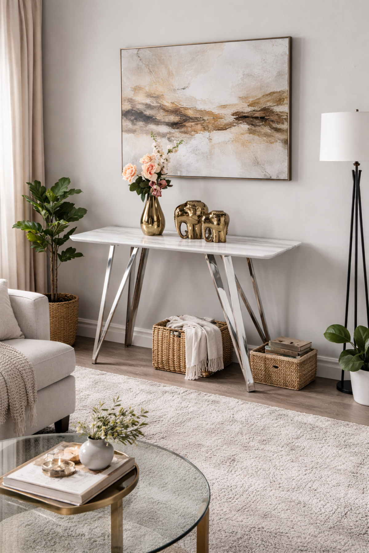 Sofa Table (White/Silver)