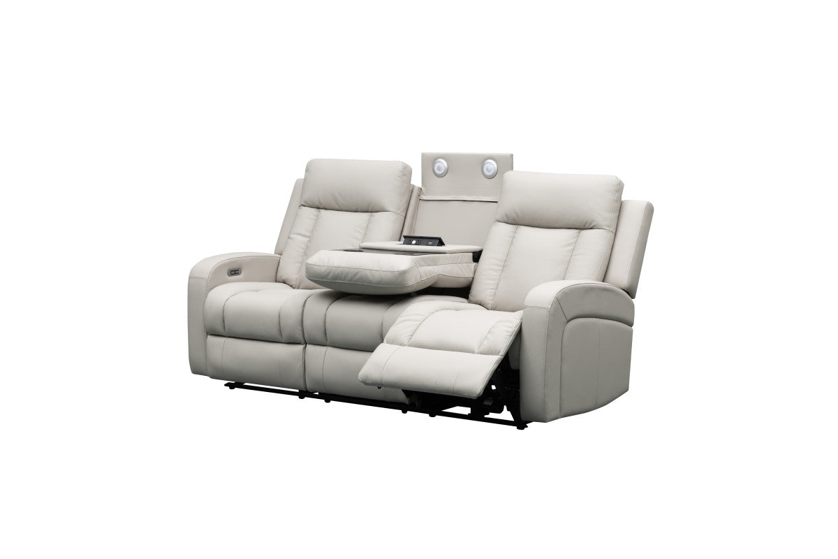 Leather Power Recliner Sofa (Beige)
