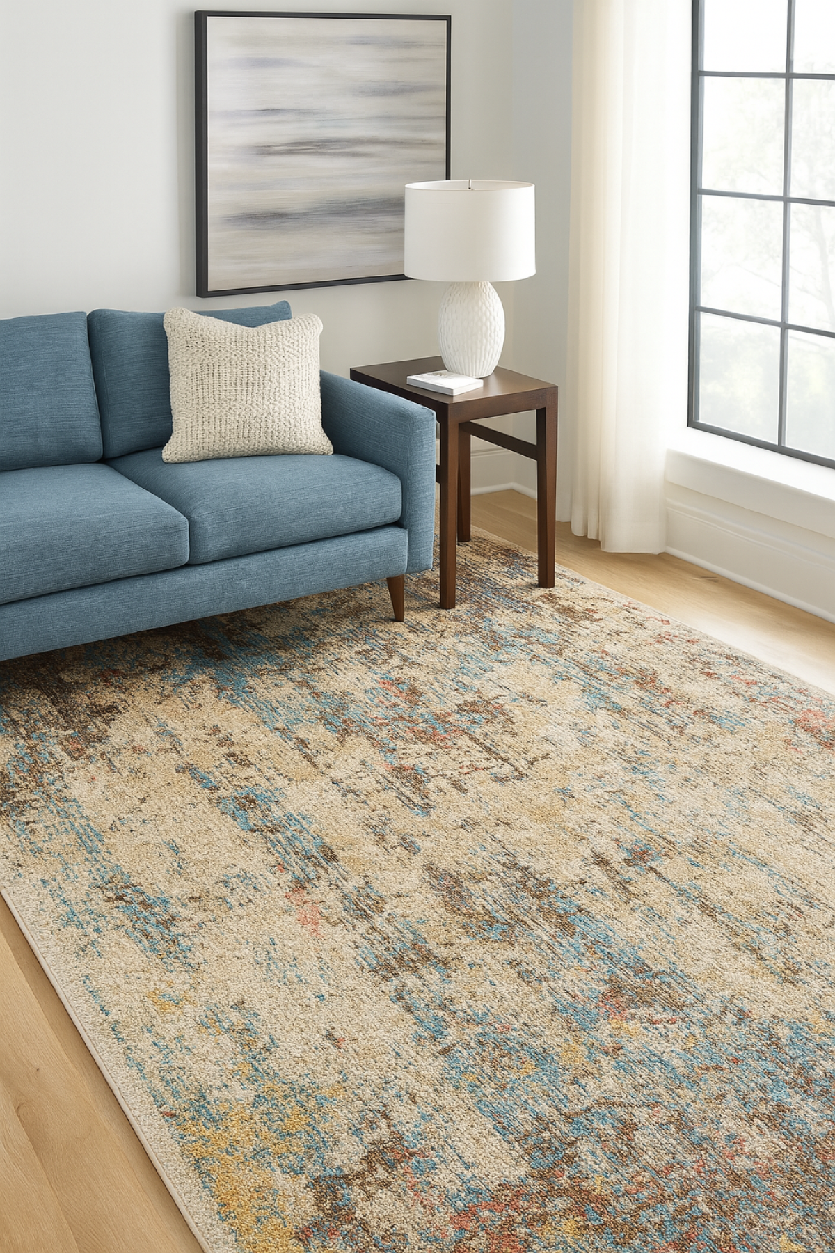 Ishani 8 x 11 Area Rug (Cream/Taupe/Blue)