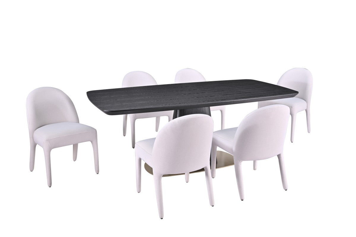 7-Piece Dining Set (Black/Beige)