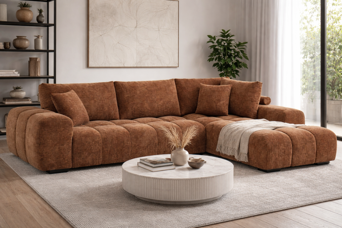 Zara RHF Sectional (Rust)