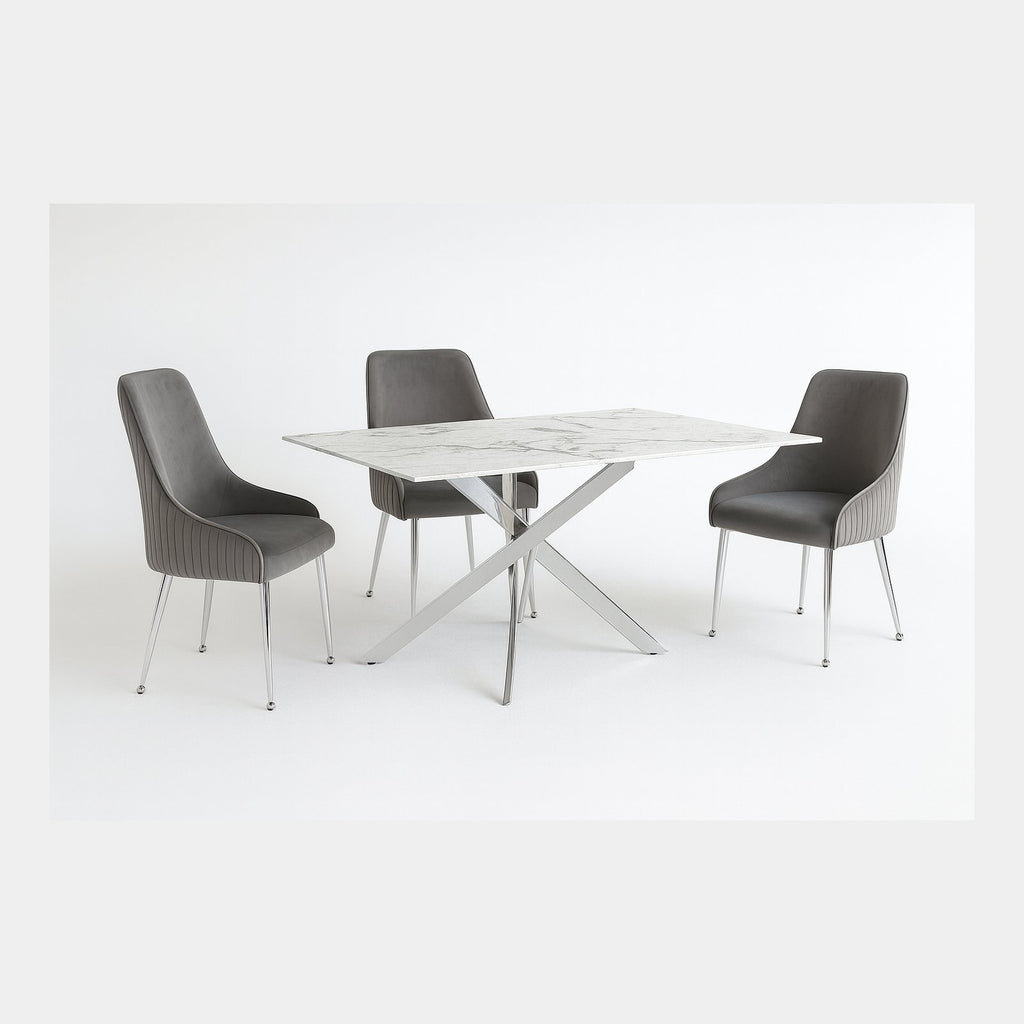 Genesis & Tina Marble Rectangle Dining Set