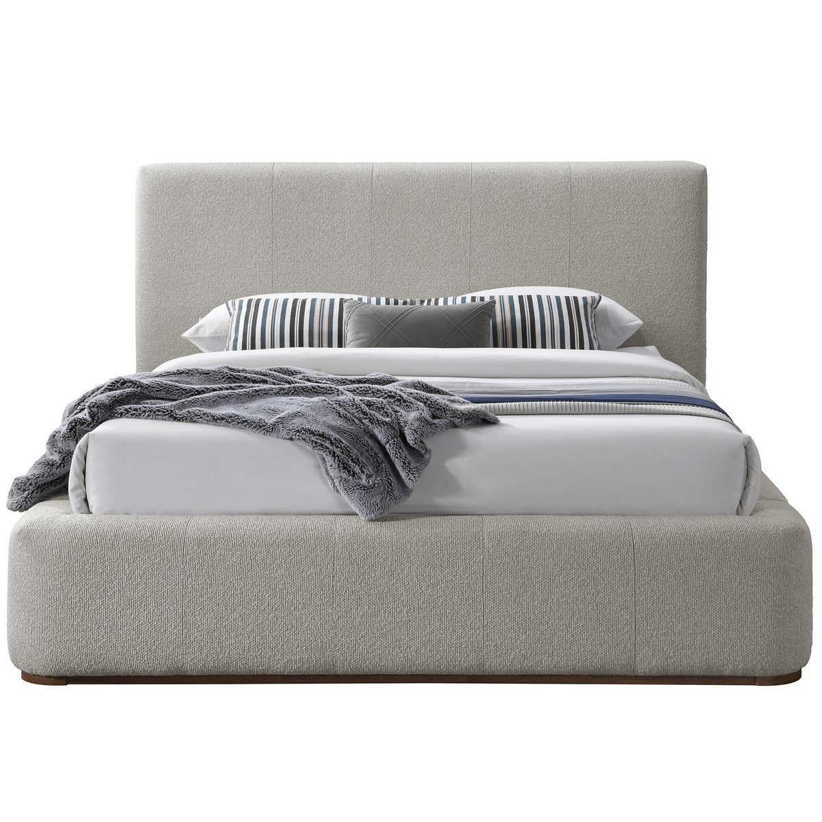 Harrod 60″ Queen Platform Bed (Mushroom and Walnut)