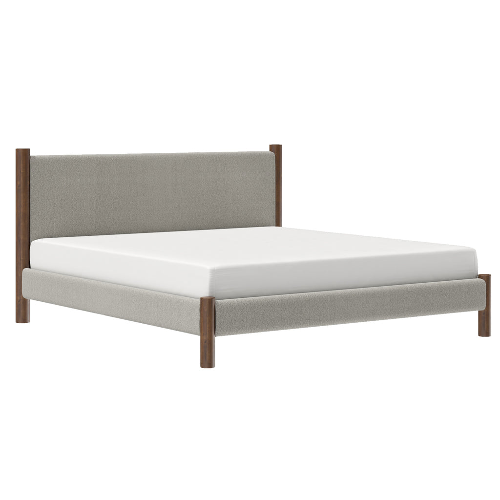 Zoran 78″ King Platform Bed (Mushroom and Walnut)