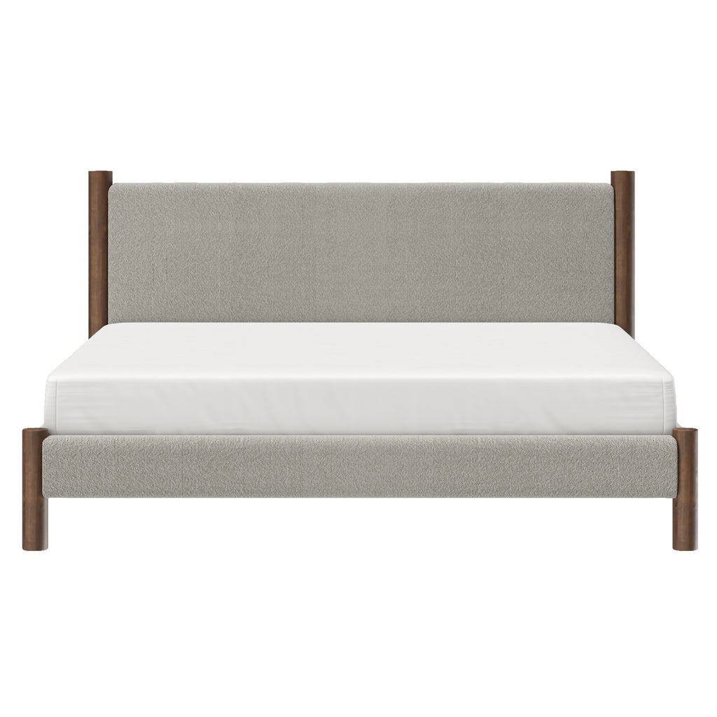 Zoran 78″ King Platform Bed (Mushroom and Walnut)