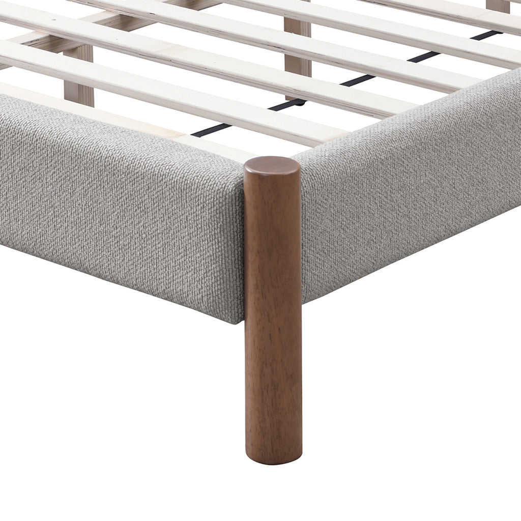 Zoran 78″ King Platform Bed (Mushroom and Walnut)