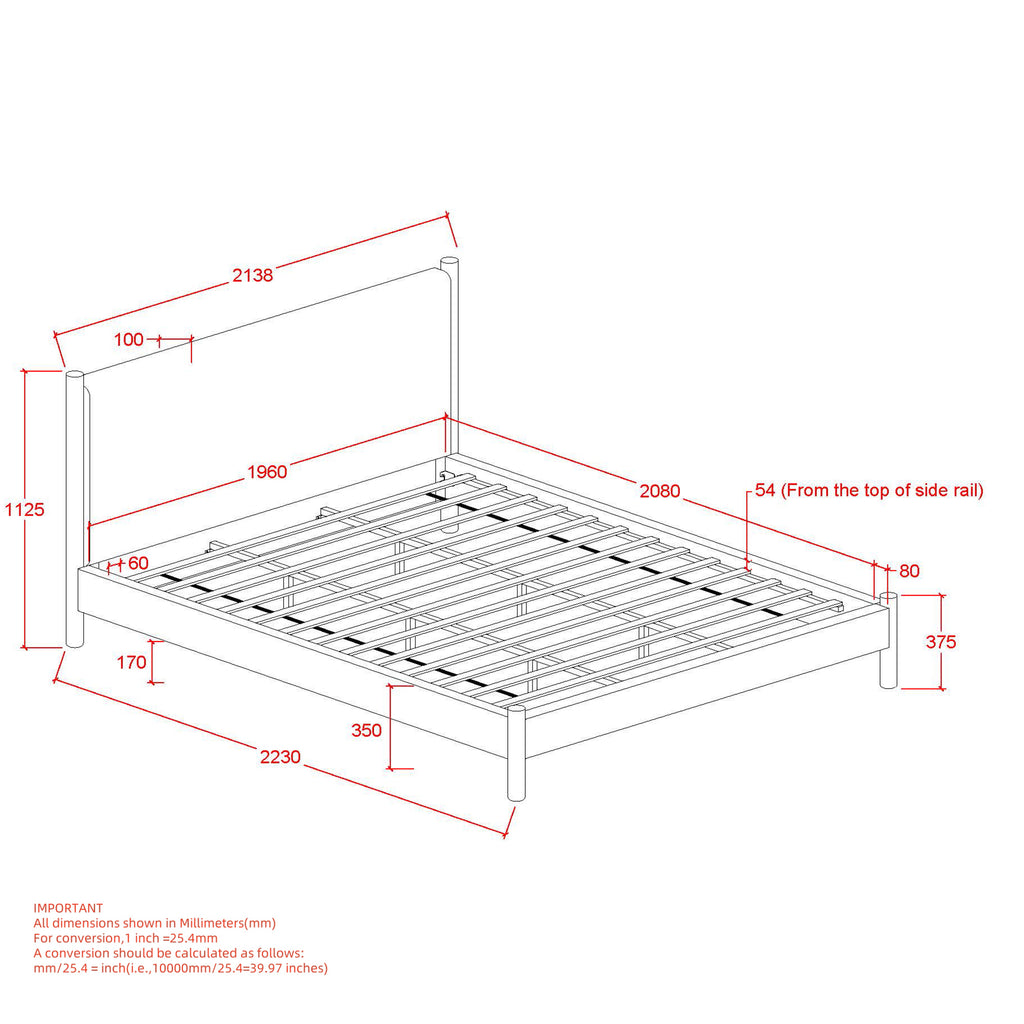 Zoran 78″ King Platform Bed (Mushroom and Walnut)