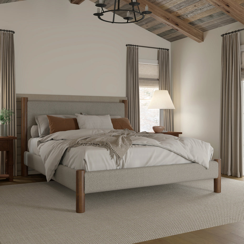 Zoran 60″ Queen Platform Bed (Mushroom and Walnut)