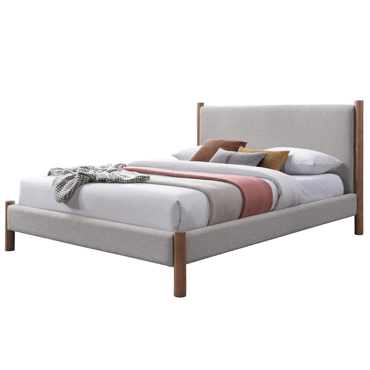 Zoran 60″ Queen Platform Bed (Mushroom and Walnut)