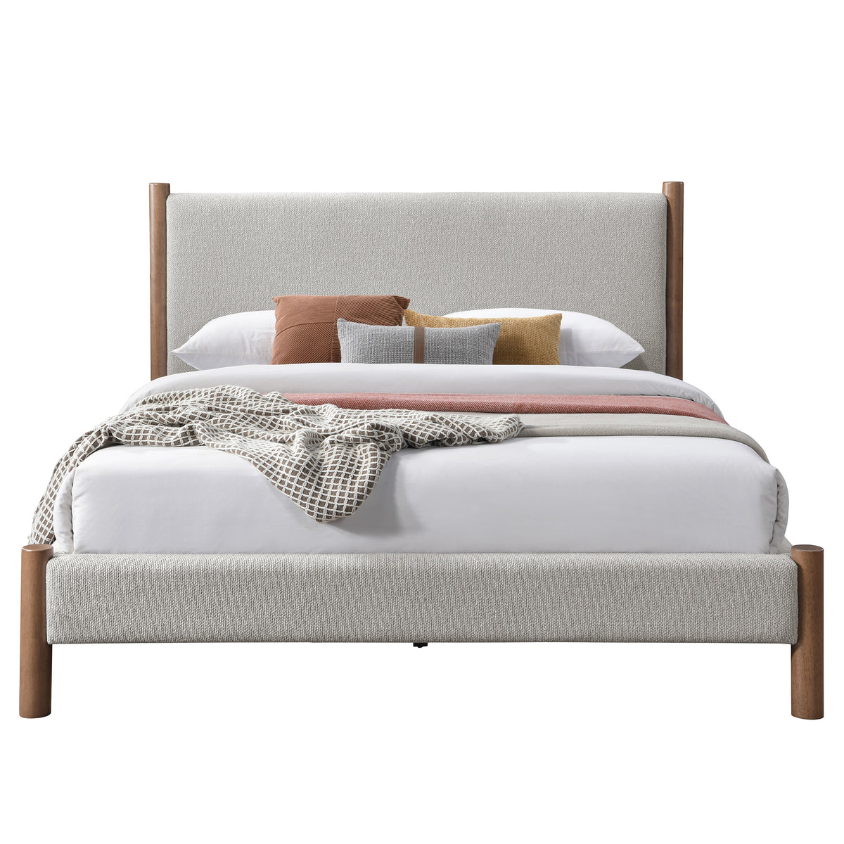Zoran 60″ Queen Platform Bed (Mushroom and Walnut)