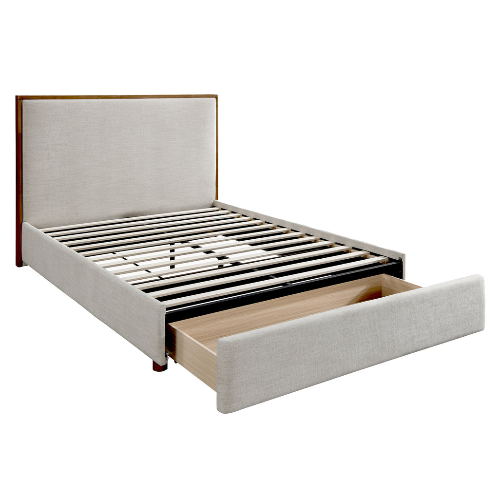 Andover 60″ Queen Platform Bed with Drawer (Oat)
