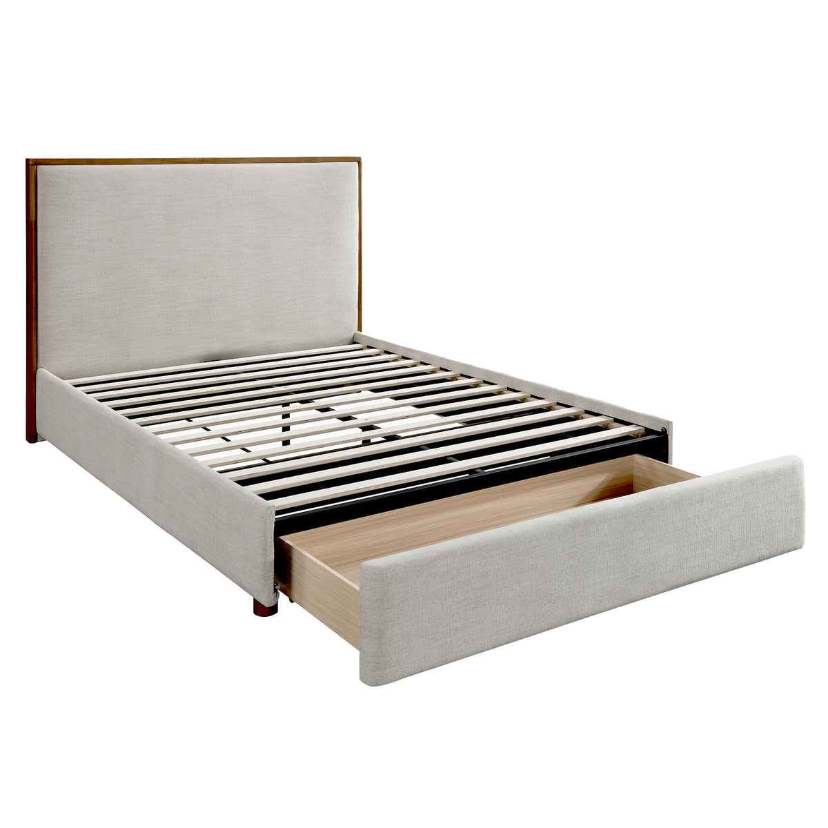 Andover 60″ Queen Platform Bed with Drawer (Oat)