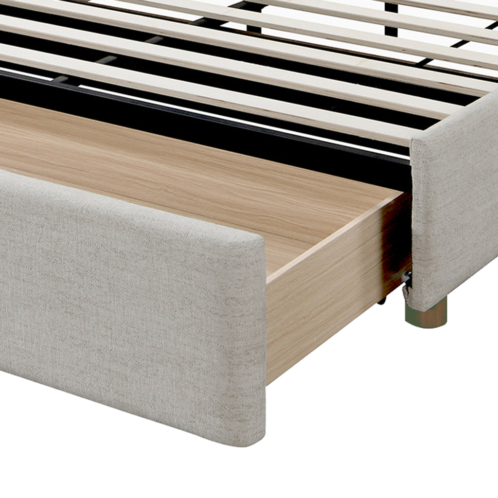 Andover 60″ Queen Platform Bed with Drawer (Oat)
