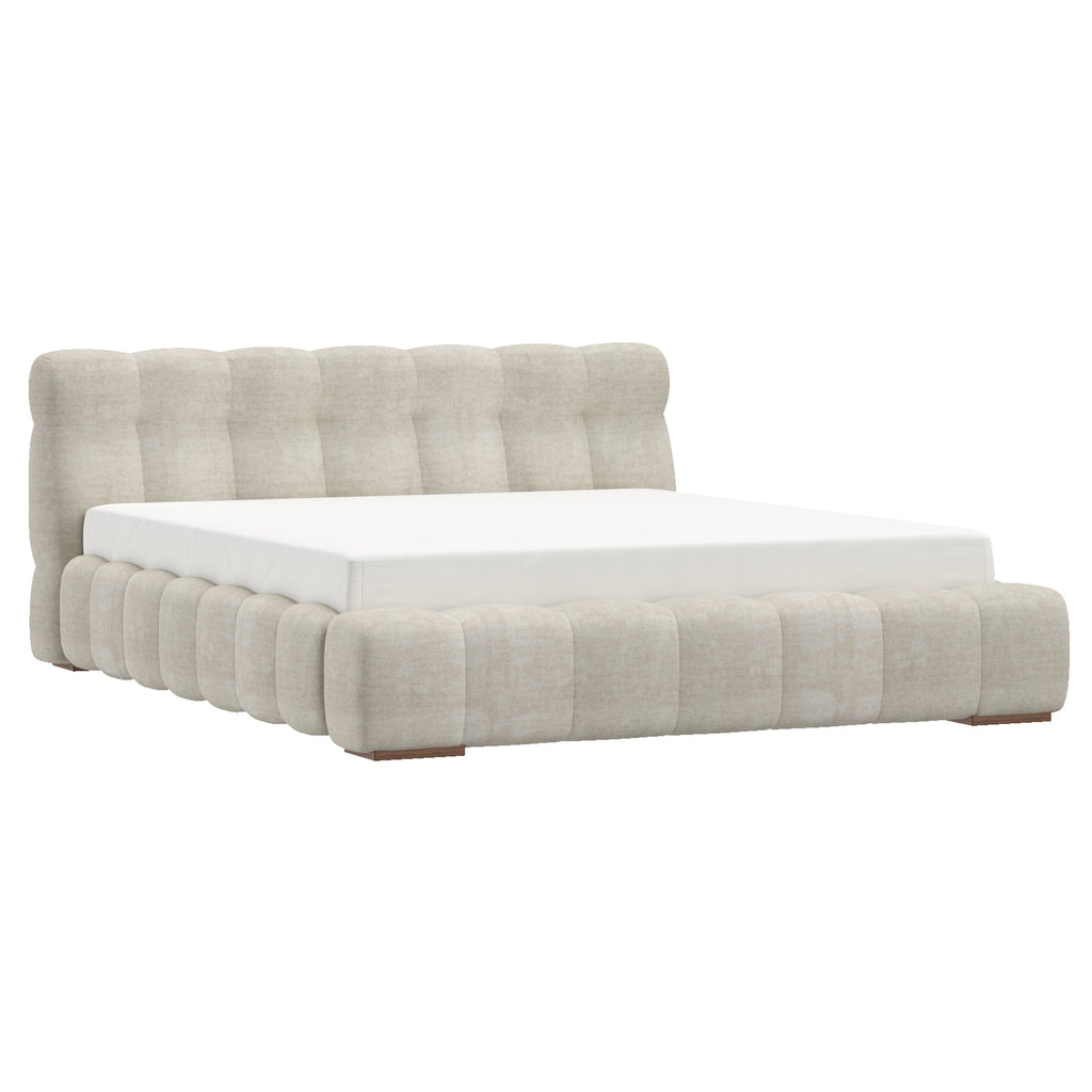 Pasha 78″ King Platform Bed (Beige Pearl)
