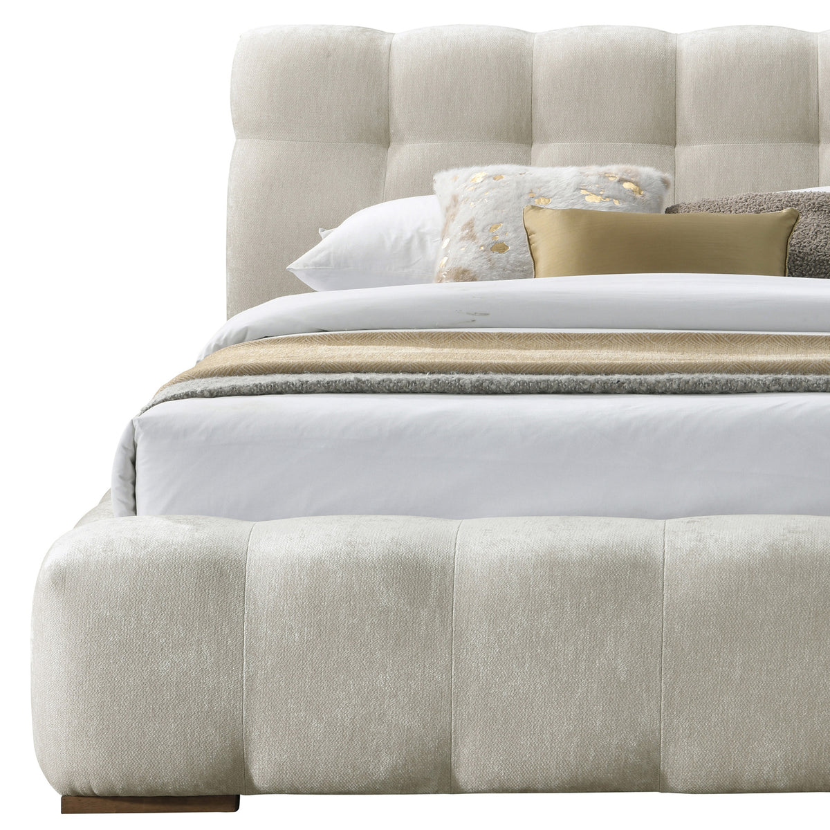Pasha 78″ King Platform Bed (Beige Pearl)