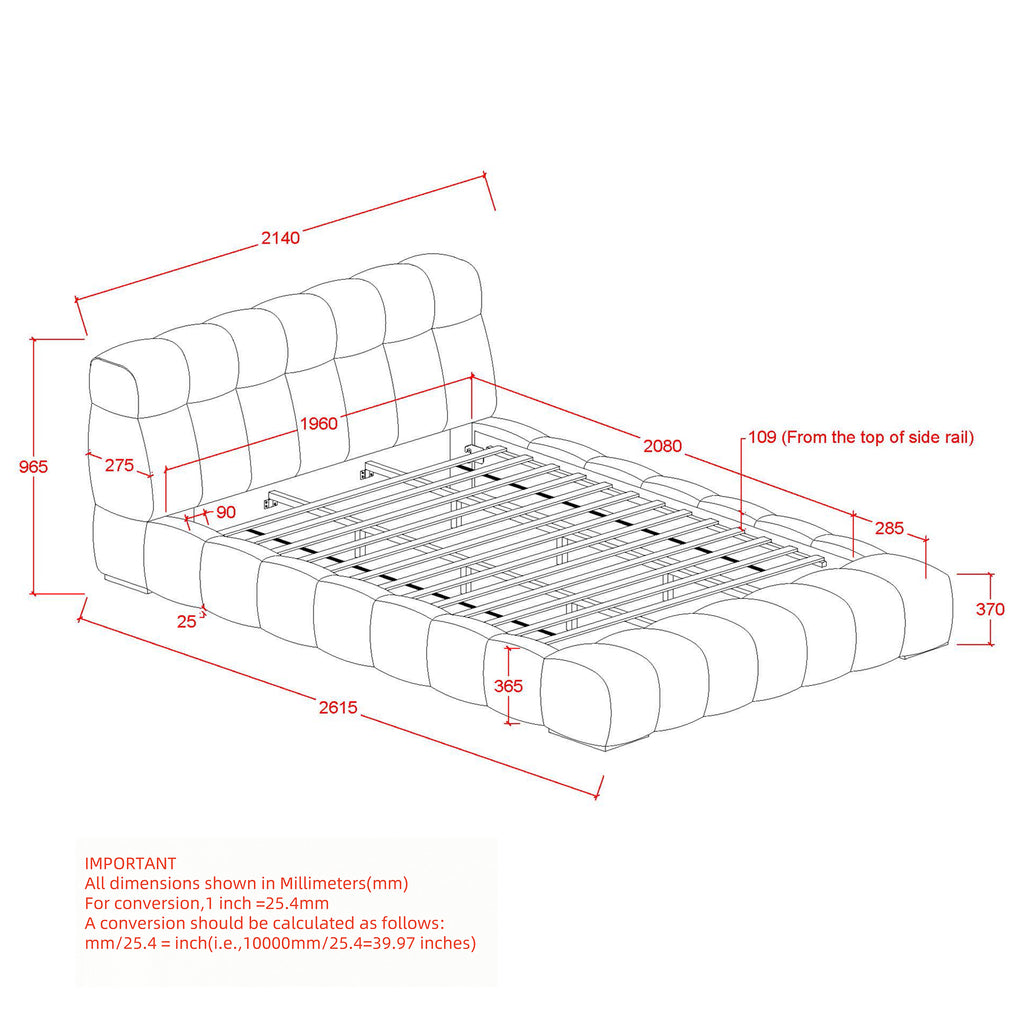 Pasha 78″ King Platform Bed (Beige Pearl)