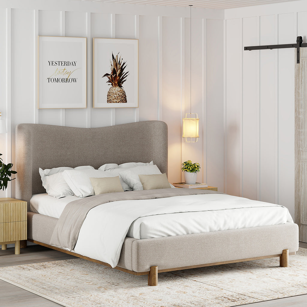 Isadora 60″ Queen Platform Bed (Dark Beige)