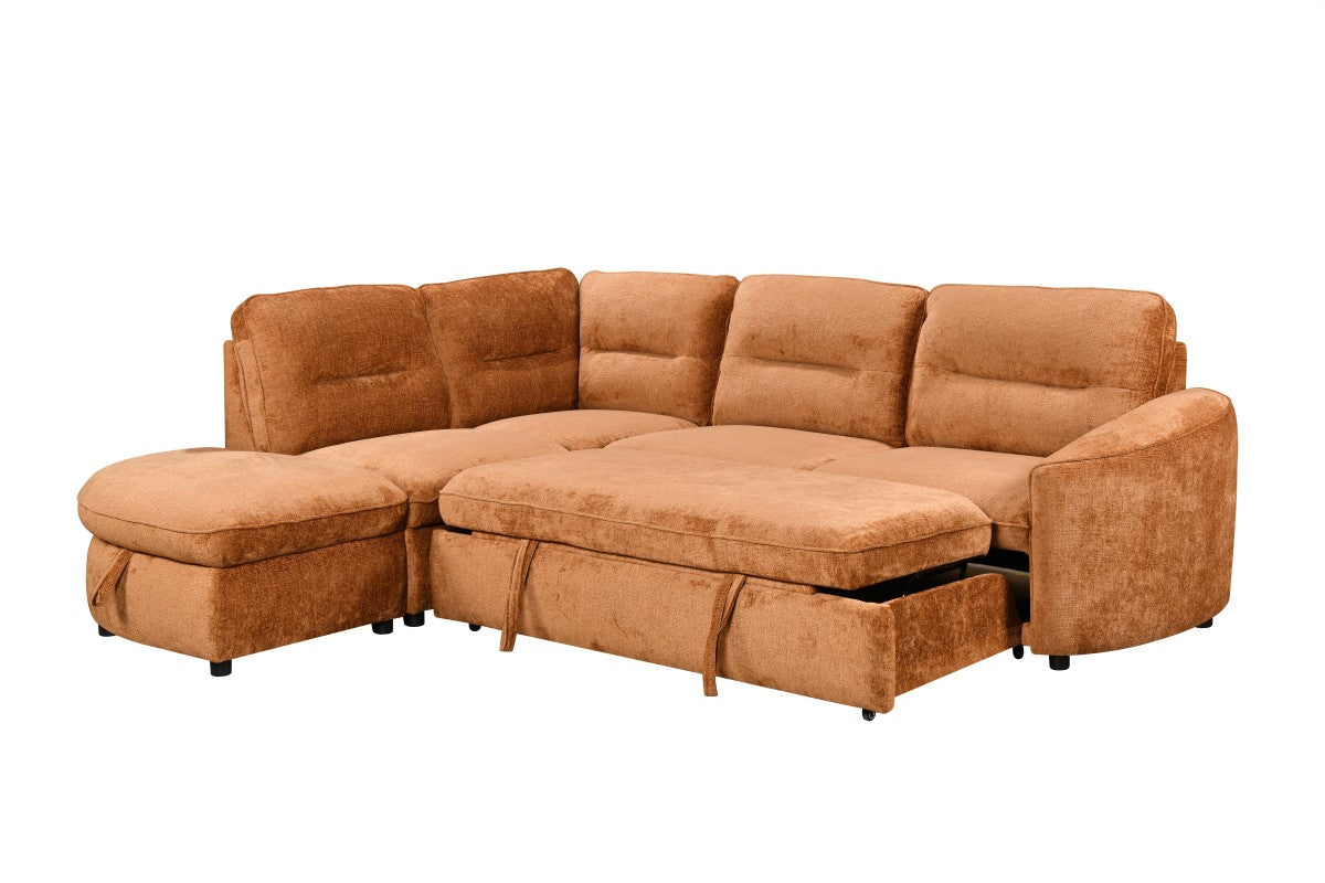 LHF Sectional Sleeper (Burnt Orange)