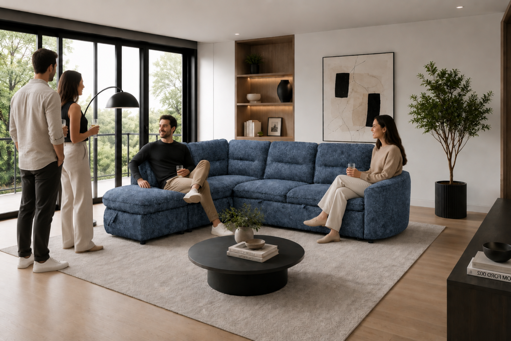 LHF Sectional Sleeper (Blue)