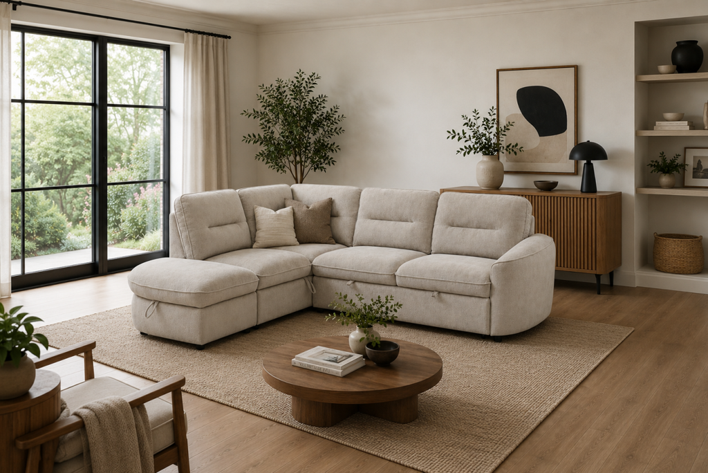 LHF Sectional Sleeper (Beige)