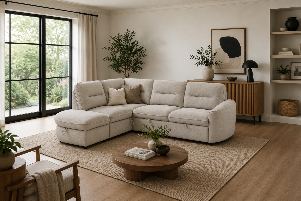 LHF Sectional Sleeper (Beige)