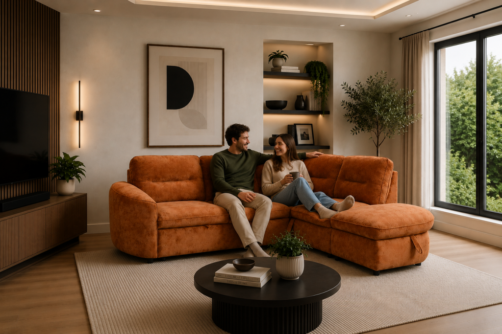 RHF Sectional Sleeper (Burnt Orange)