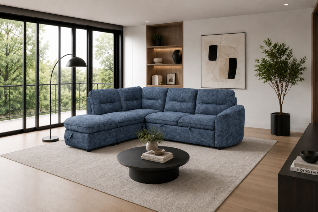 LHF Sectional Sleeper (Blue)