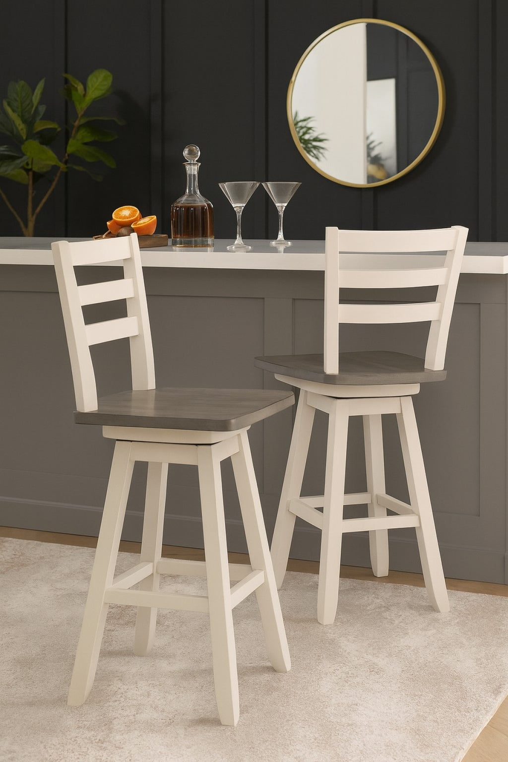 Counter Stool (Grey/White) (Set of 2)