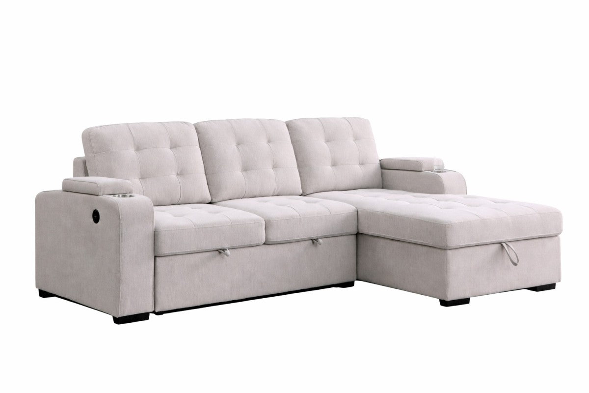 Lennox RHF Sectional Sleeper (Beige)