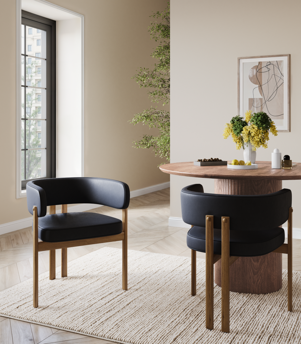 Caliste Dining Chair (Black/Walnut) (Set of 2)