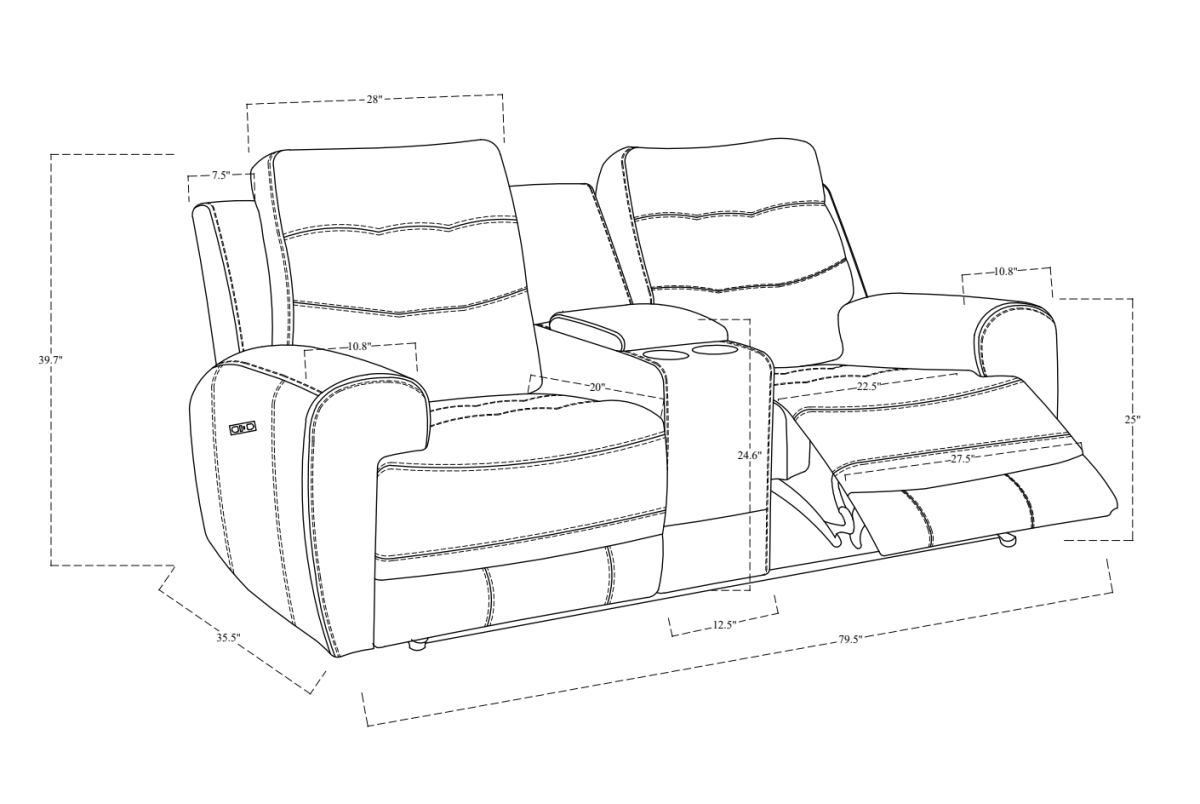 Nola Power Recliner Love Seat (Taupe)