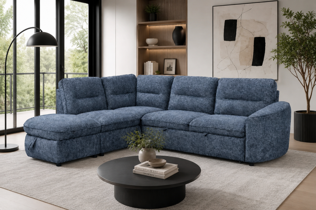 LHF Sectional Sleeper (Blue)