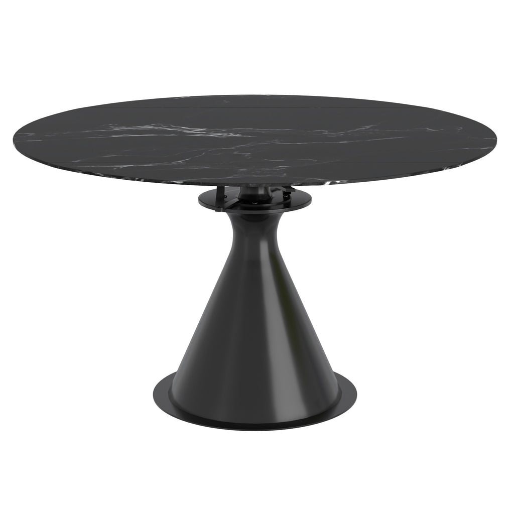 Calisto Round Dining Table with Extension, 51″ (Black and Black)