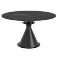 Calisto Round Dining Table with Extension, 51″ (Black and Black)
