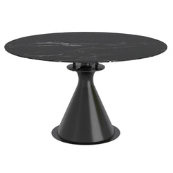Calisto Round Dining Table with Extension, 51″ (Black and Black)