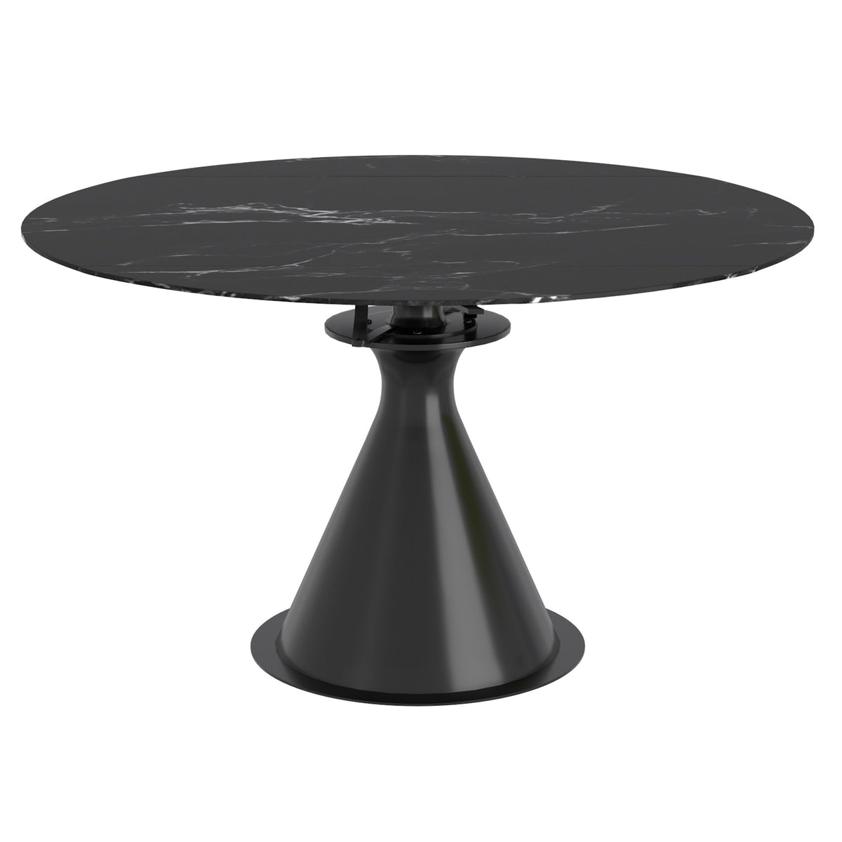 Calisto Round Dining Table with Extension, 51″ (Black and Black)