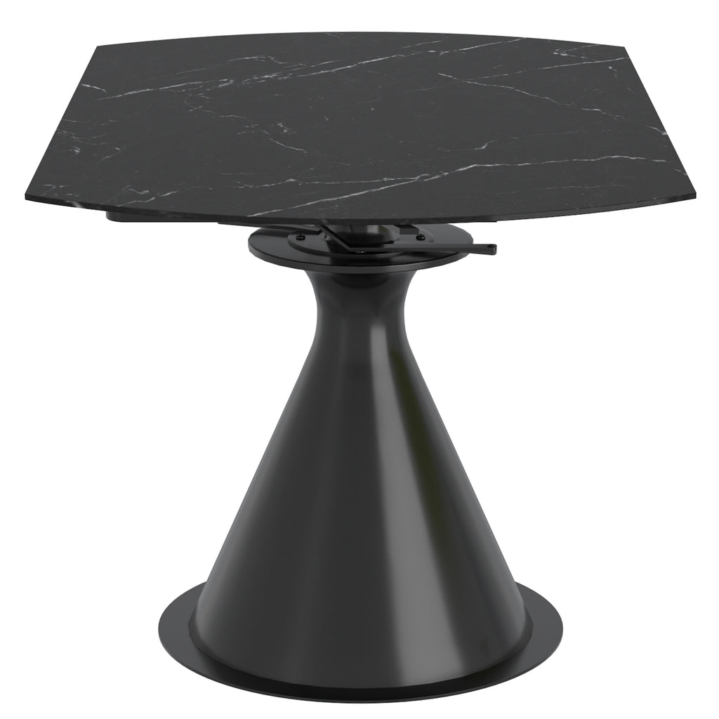 Calisto Round Dining Table with Extension, 51″ (Black and Black)